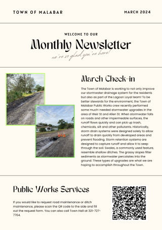 Front page of March Newsletter