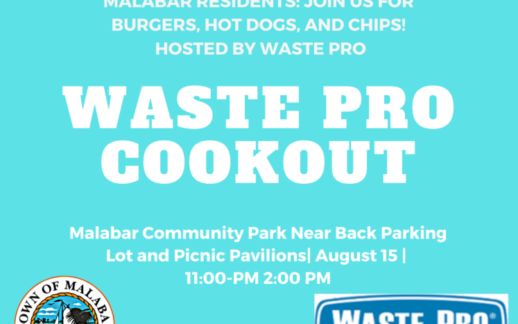 Waste Pro Cookout August 15 11:00 am- 2:00 pm